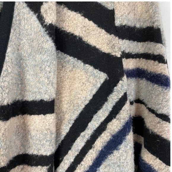 Lucky Brand Intarsia Knit Cardigan Waterfall Drape Open Front Boho Shawl Sweater - Picture 11 of 16